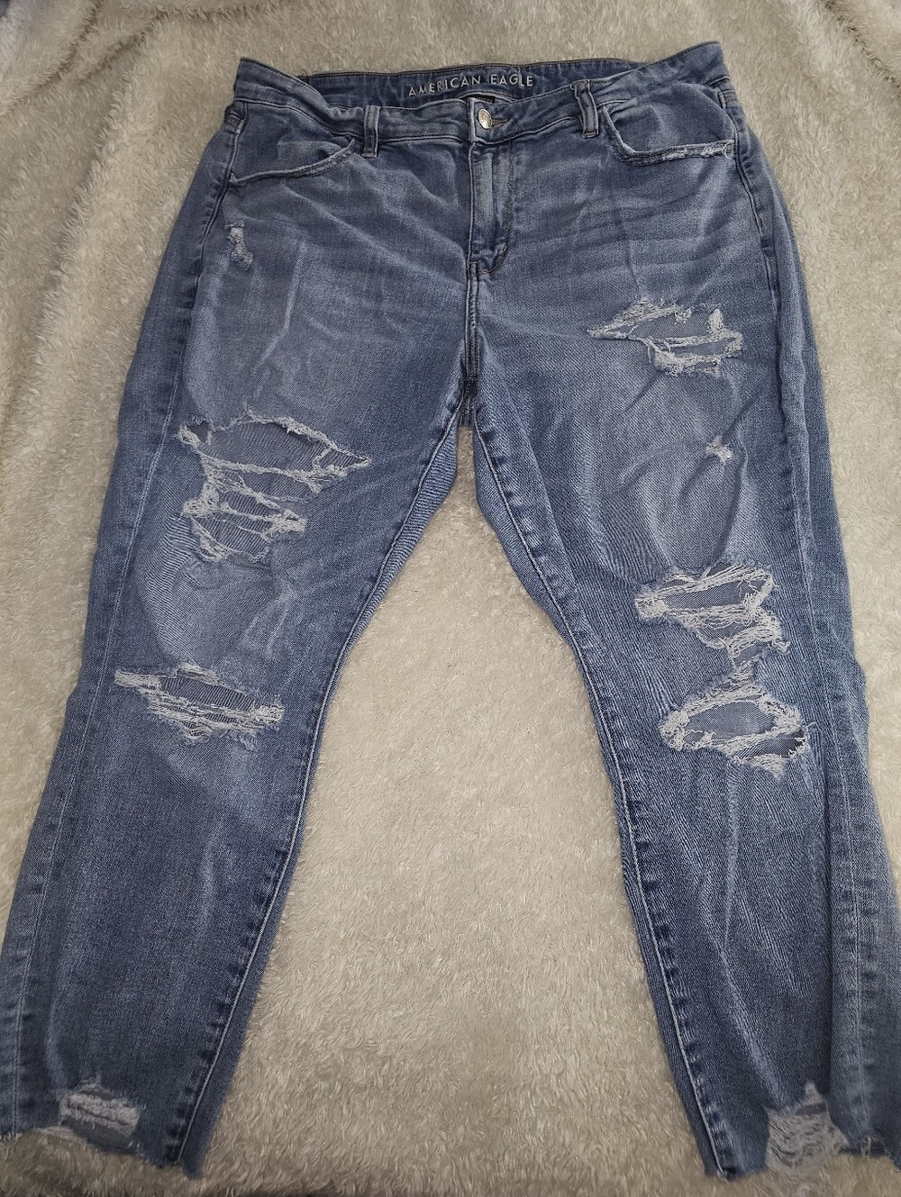 American Eagle Outfitters Distressed Indigo High-Rise Jeans